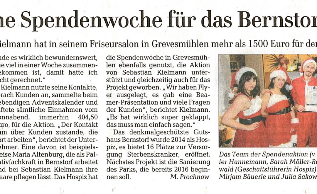 Erfolgreiche Spendenwoche für das Bernstorfer Hospiz