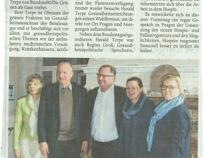 Bundestagsabgeordneter Terpe besucht Hospiz Schloss Bernstorf