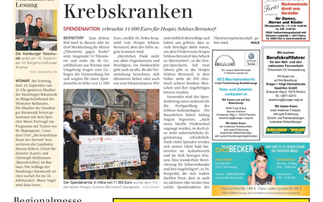 Tätowierer helfen Krebskranken
