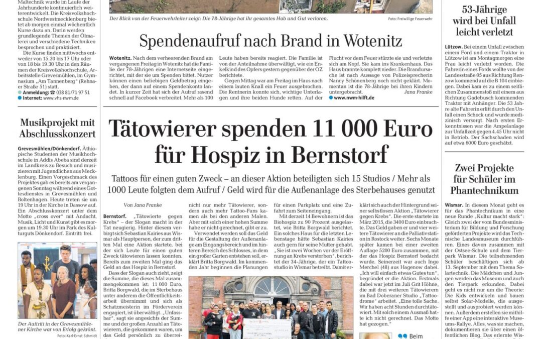 Tätowierer spenden 11 000 Euro für Hospiz in Bernstorf