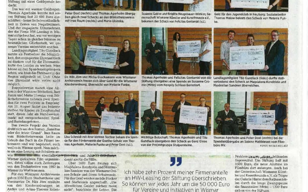 Agerholm-Stiftung gibt 22 000 Euro für die Vereine in der Region