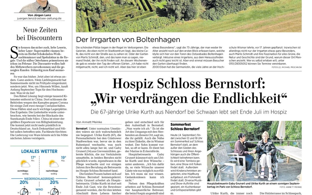 Hospiz Schloss Bernstorf: „Wir verdrängen die Endlichkeit“