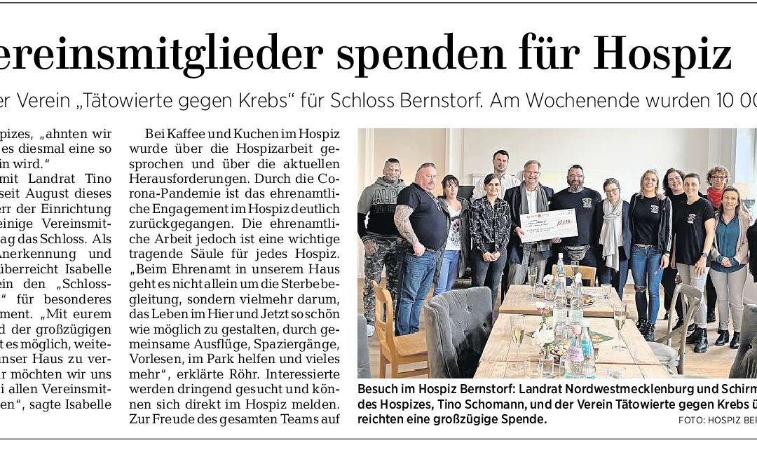 Vereinsmitglieder spenden für Hospiz