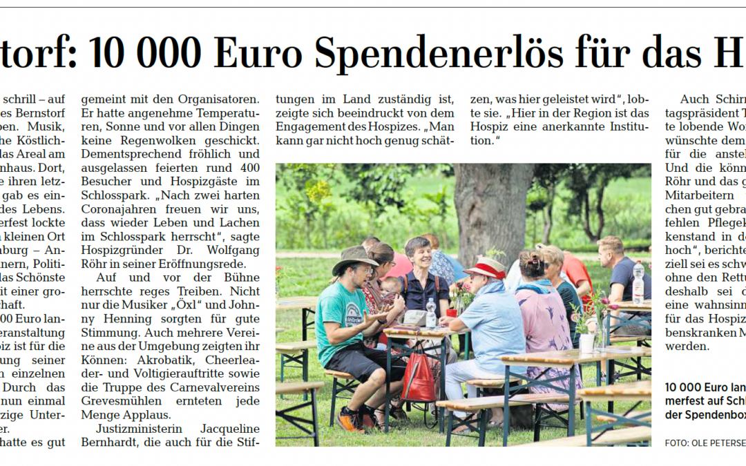 Bernstorf: 10 000 Euro Spendenerlös für das Hospiz
